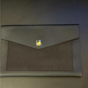 Glass Ladder & Co. The Megan Black Vegan Leather  W/Gold Button Portfolio Clutch